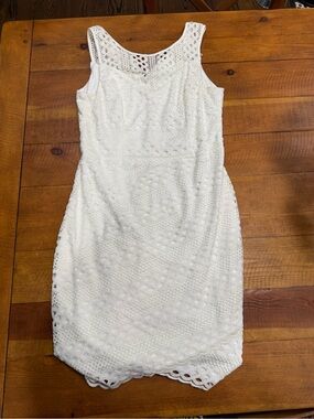 Guess White Crochet Midi Dress